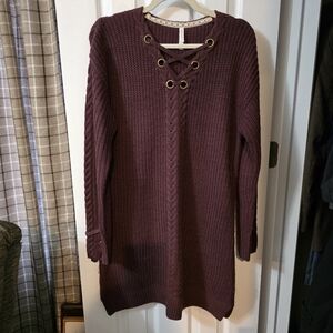 Elegant Burgundy Knit Dress